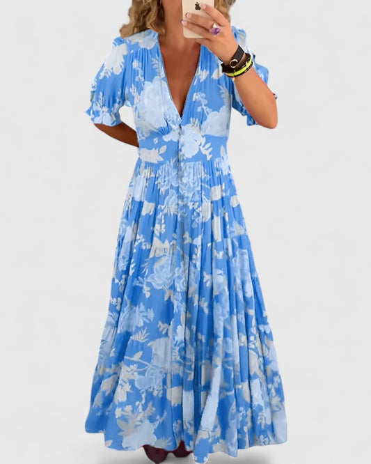 Minelda | Floral V-Neck Dress