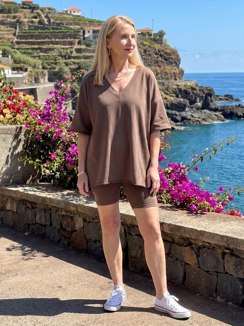 Lucinda | V Neck Top And Shorts Relaxed Fit Set