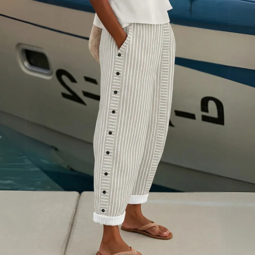 Brigitte | Striped Button Trousers