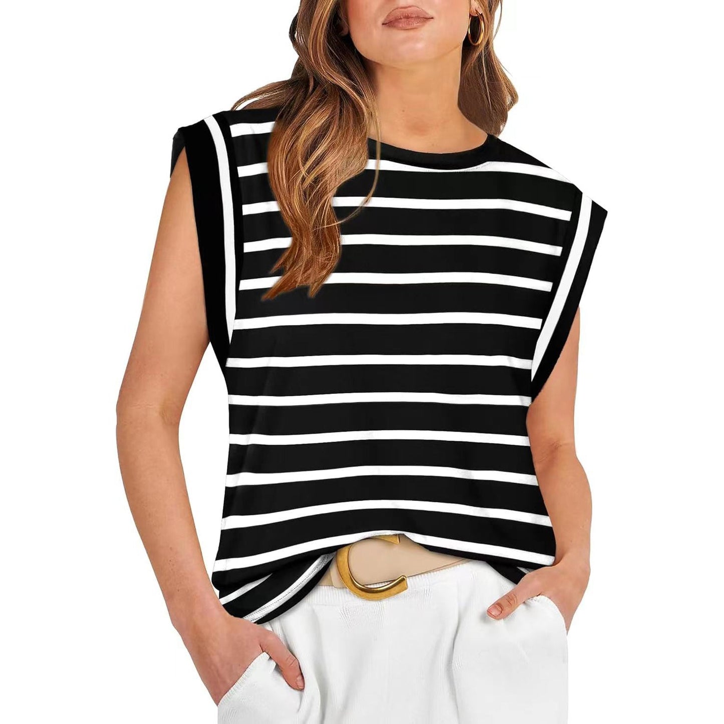 Linda | Comfy Loose Fit Crew Neck Summer Top