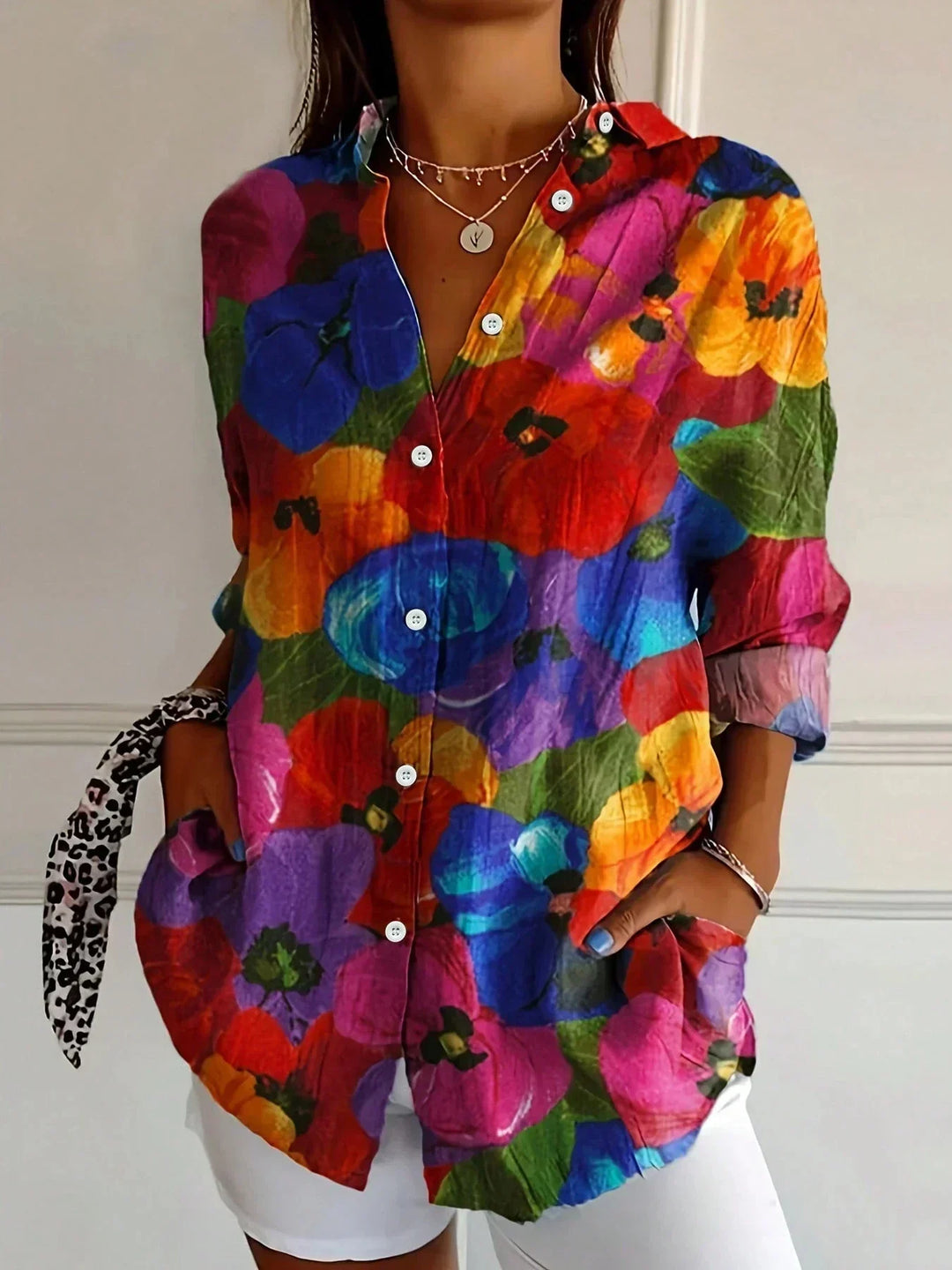 Shelly | Elegant Long Sleeve With Colorful Pattern Shirt
