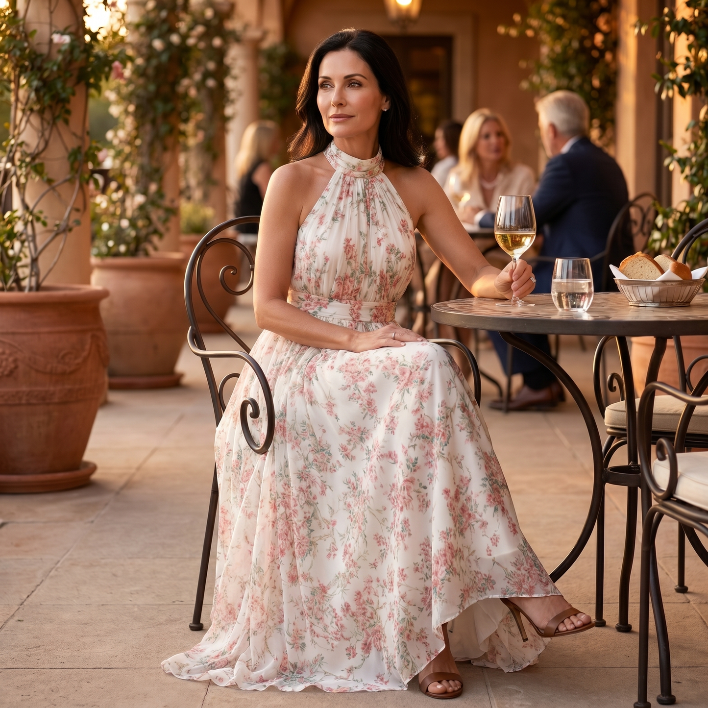 Guinevere | Floral Print Flowing Skirt Midi Dress