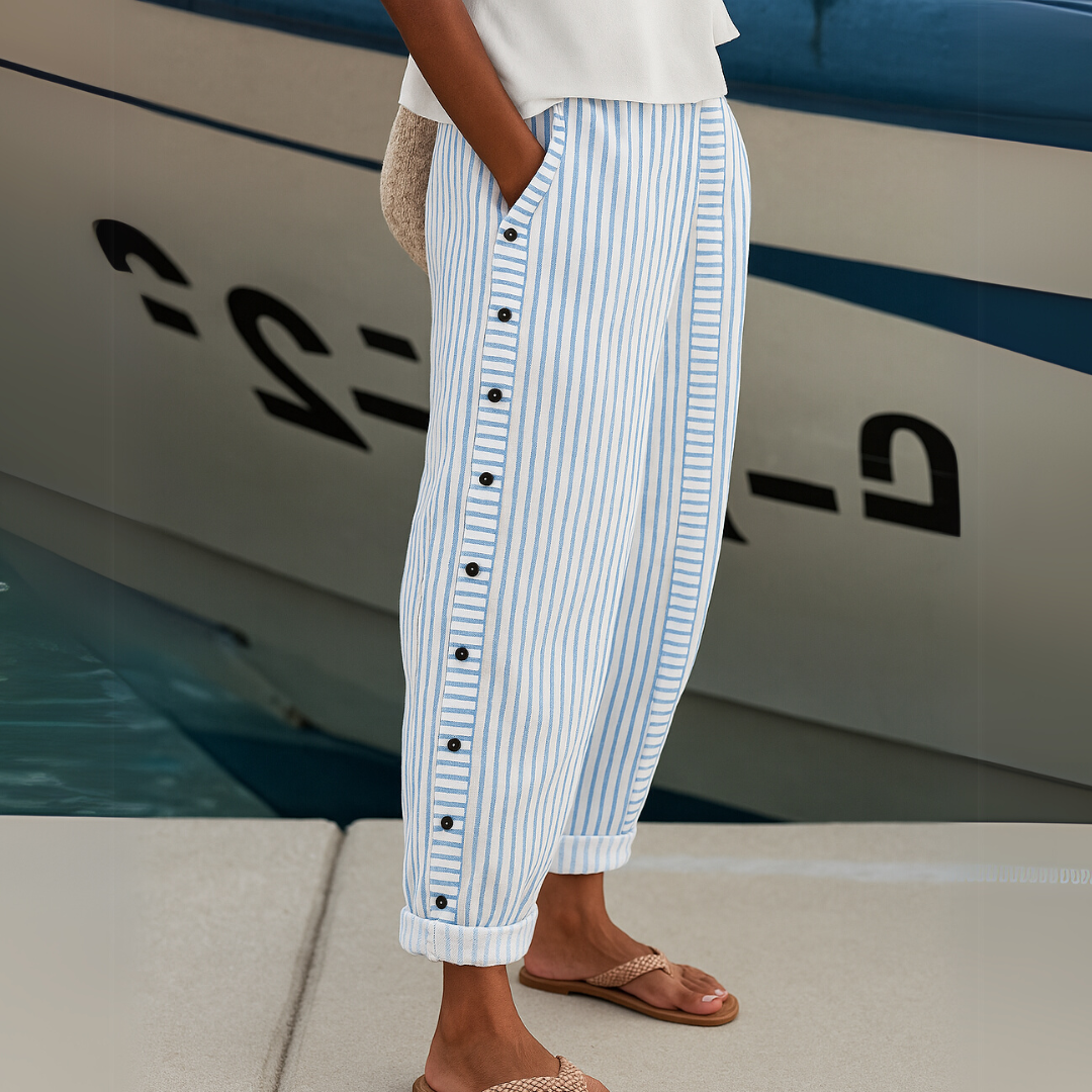 Brigitte | Striped Button Trousers