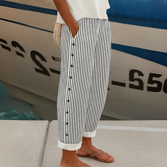 Brigitte | Striped Button Trousers