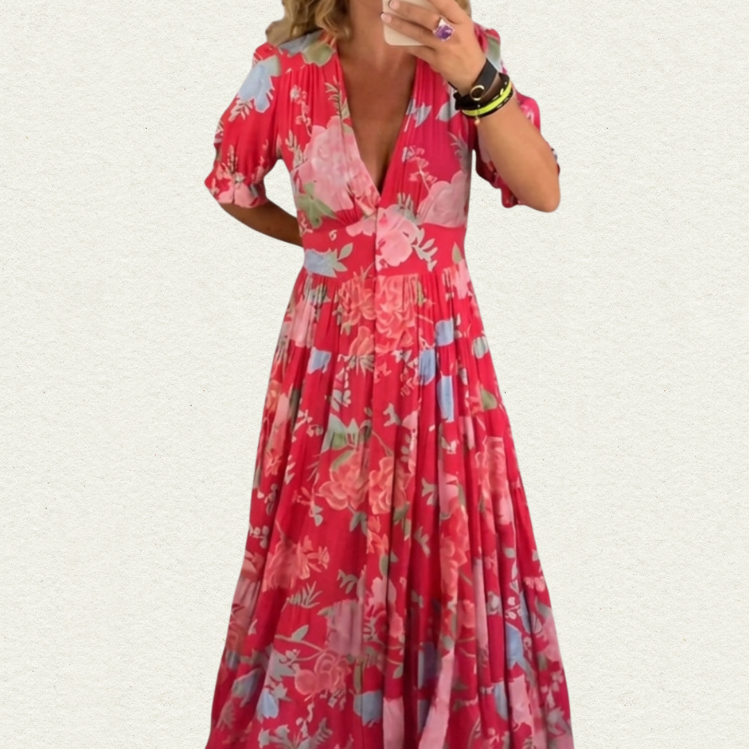 Minelda | Floral V-Neck Dress