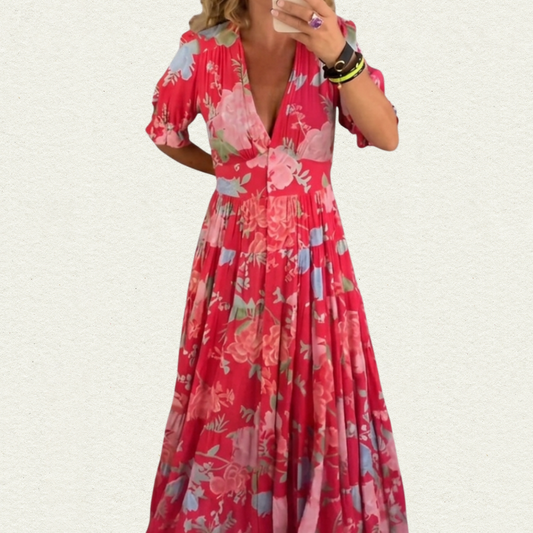 Minelda | Floral V-Neck Dress