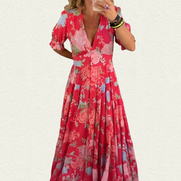 Minelda | Floral V-Neck Dress