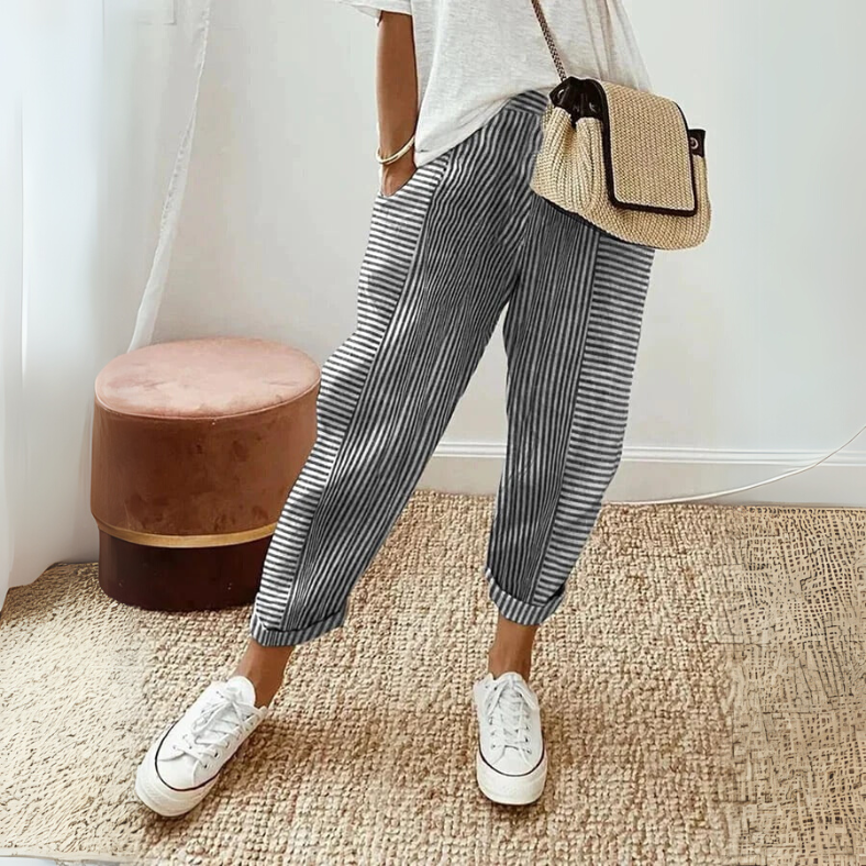 Floriane | Stripe Cropped Pants