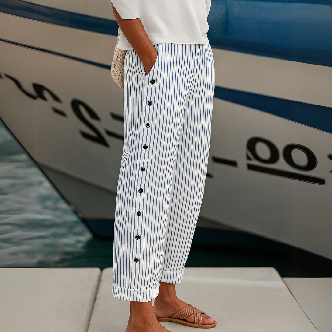 Brigitte | Striped Button Trousers