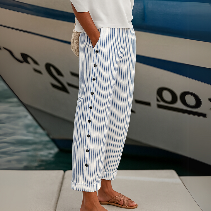 Brigitte | Striped Button Trousers