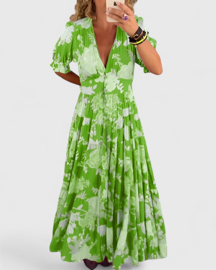 Minelda | Floral V-Neck Dress