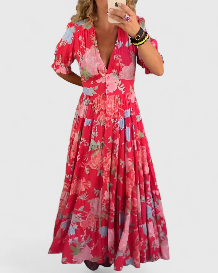 Minelda | Floral V-Neck Dress