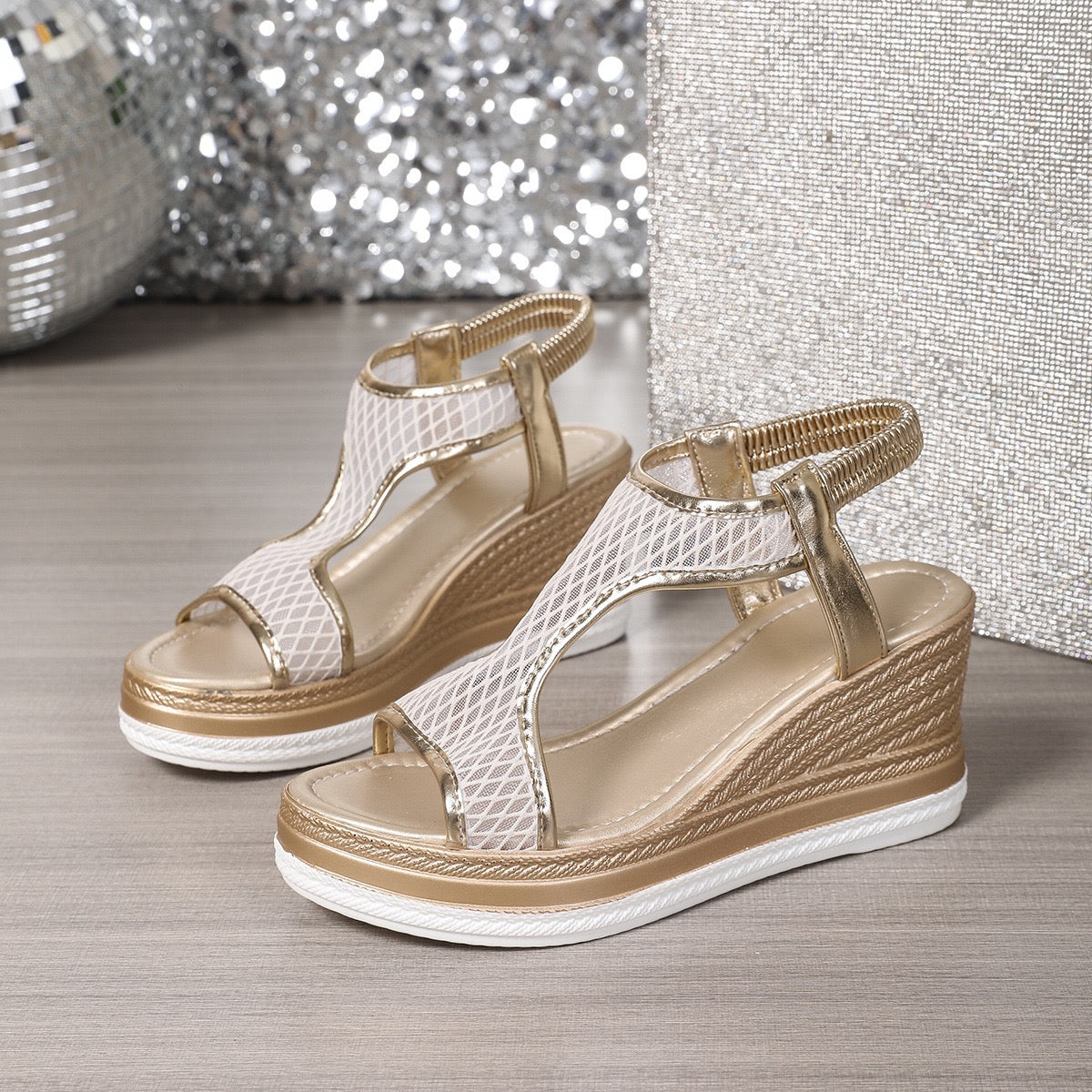 Hailey – Mesh Wedge Sandals