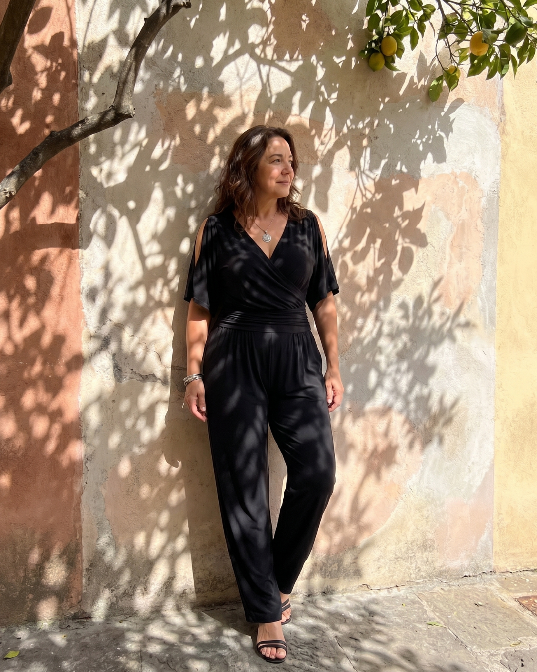Nyxara | Cold Shoulder Wrap Waist Relaxed Jumpsuit