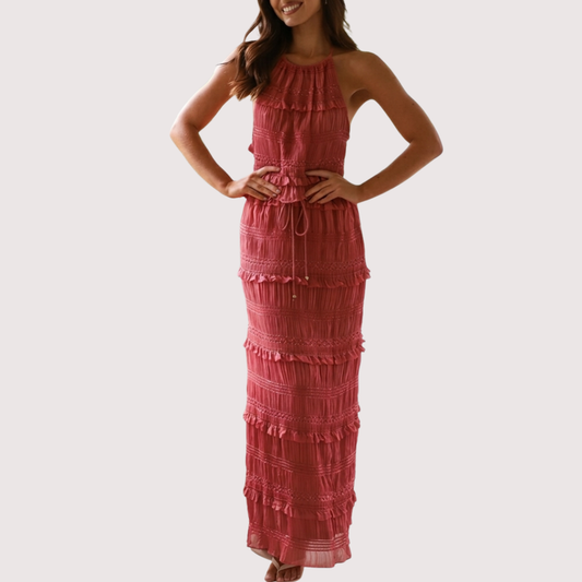 ANDREA | Elegant Summer Boho Halter Neck and Skirt Set