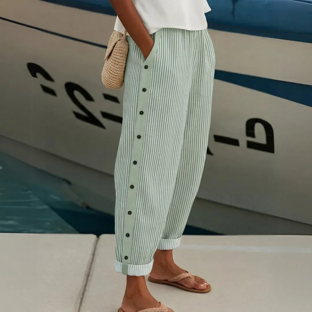 Brigitte | Striped Button Trousers