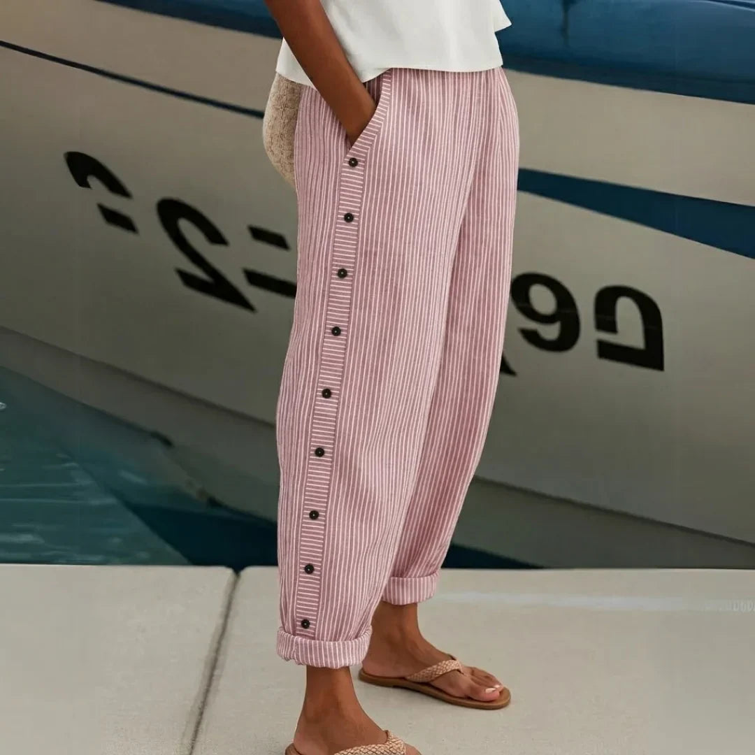 Brigitte | Striped Button Trousers