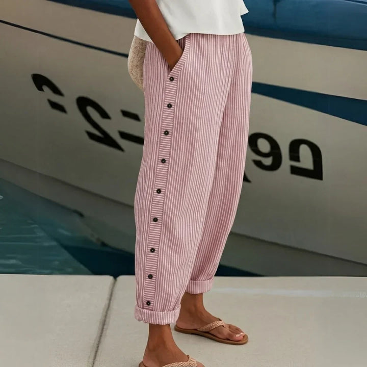 Brigitte | Striped Button Trousers