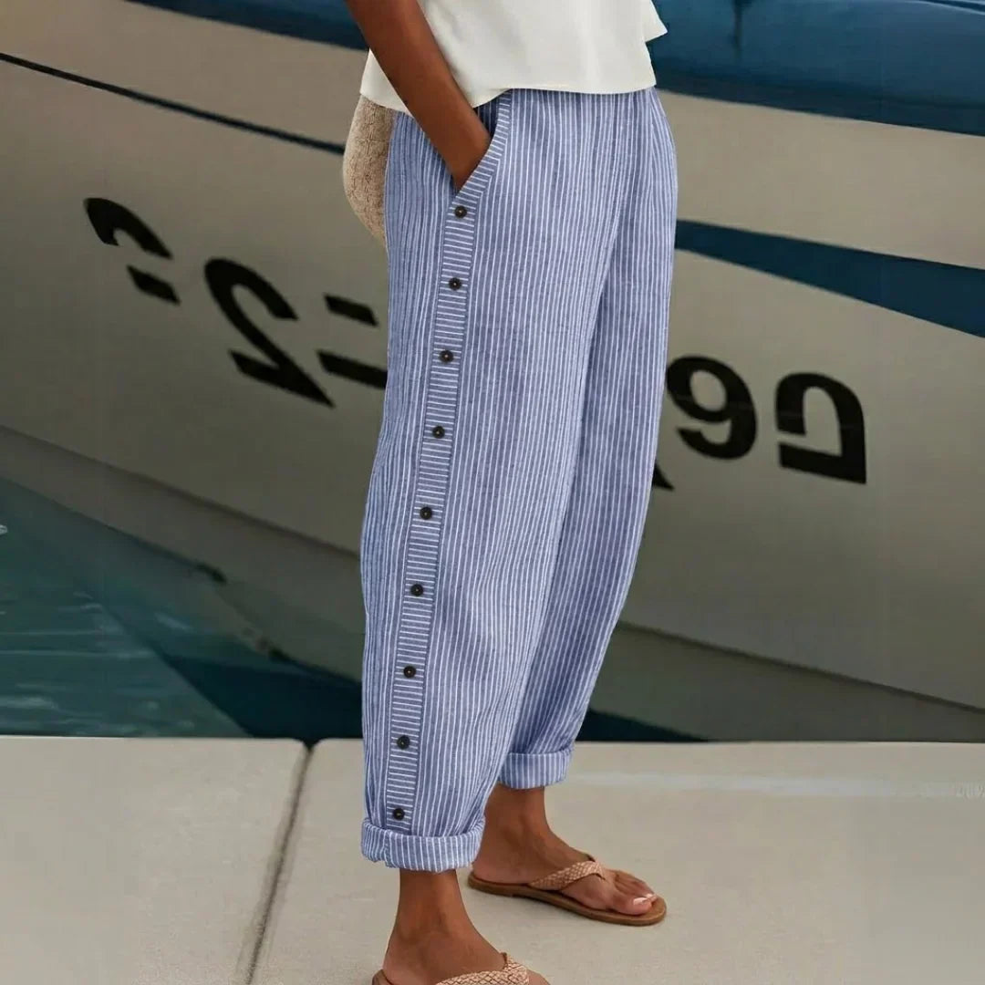 Brigitte | Striped Button Trousers
