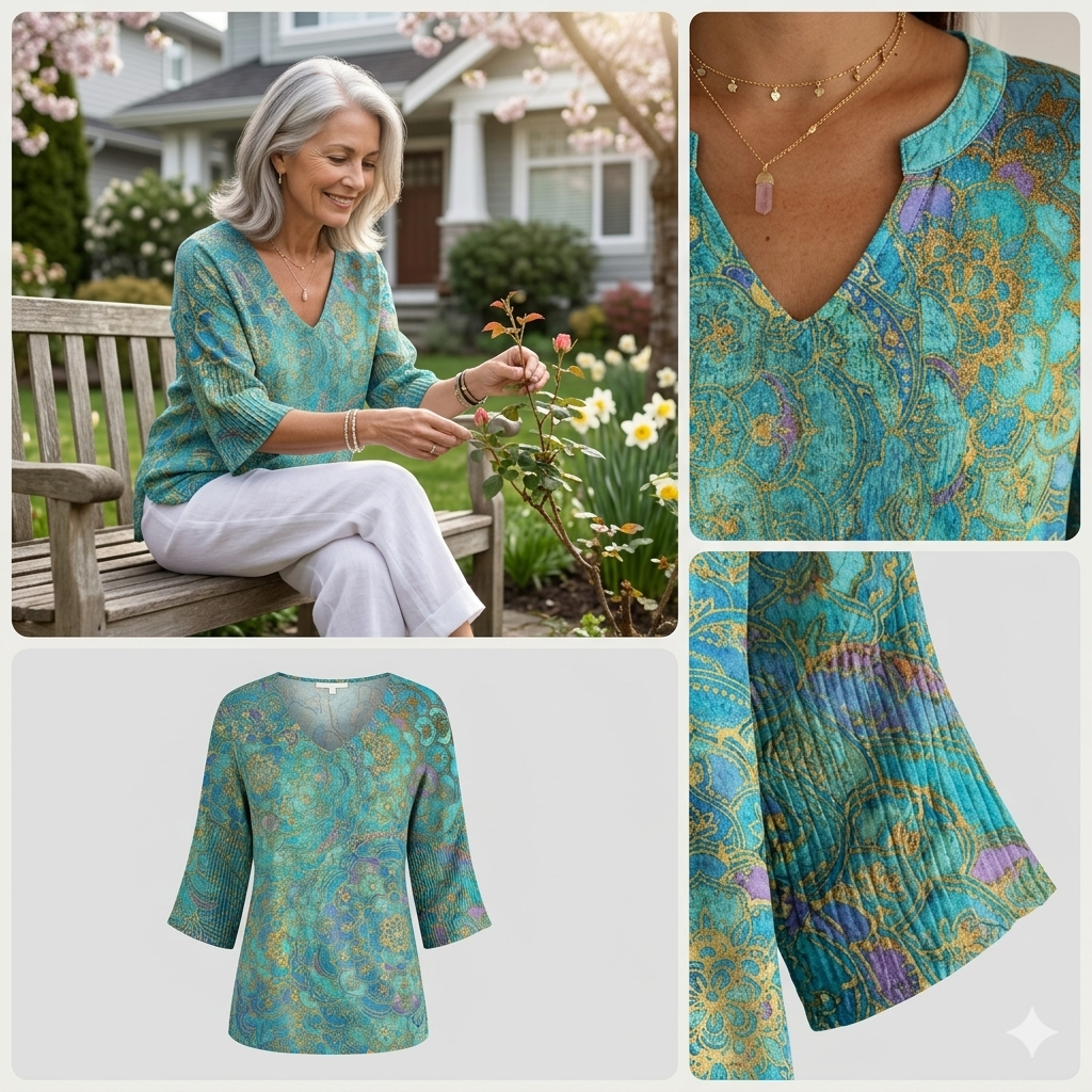 Jolie | Women's Retro Art Print Casual Pullover Knit