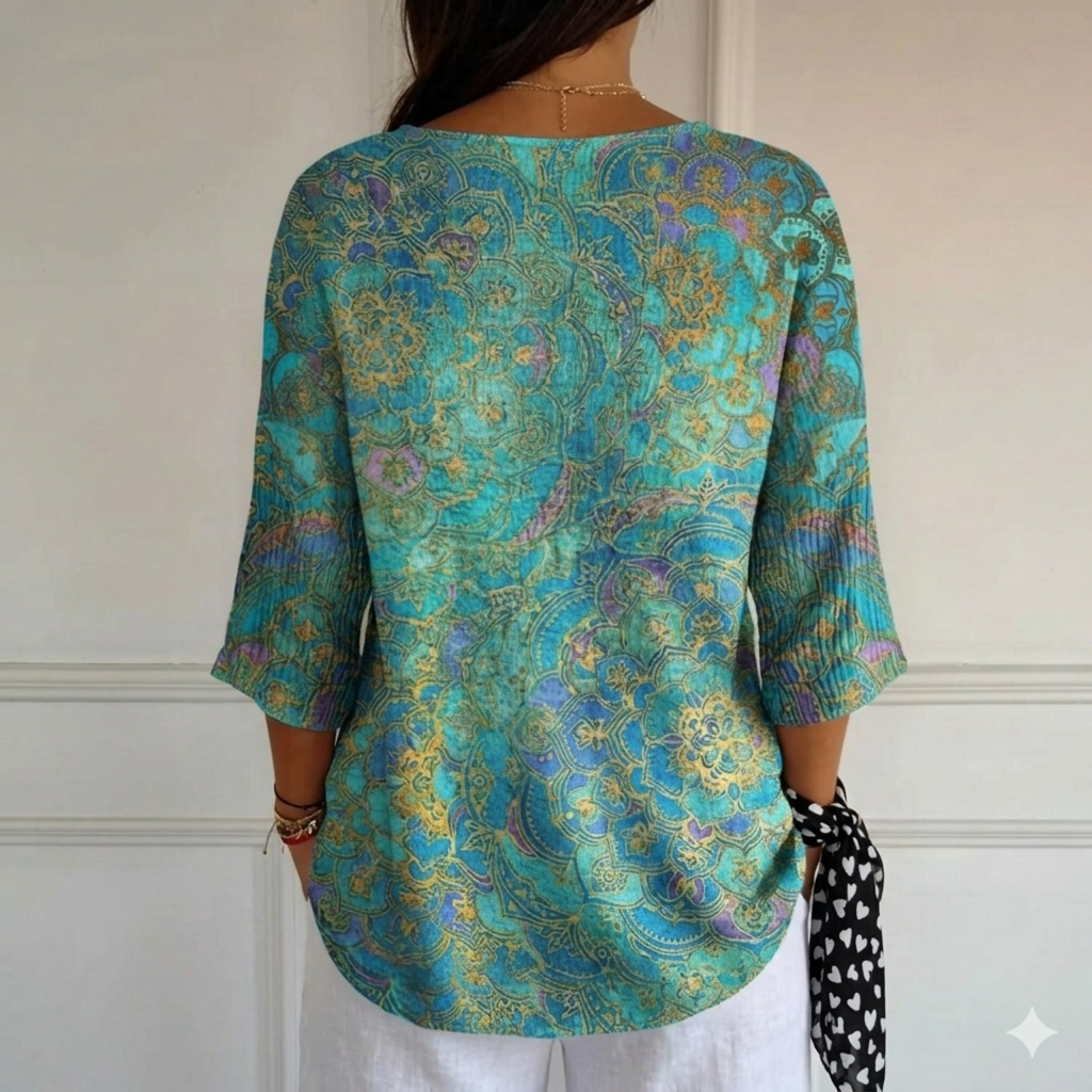 Jolie | Women's Retro Art Print Casual Pullover Knit