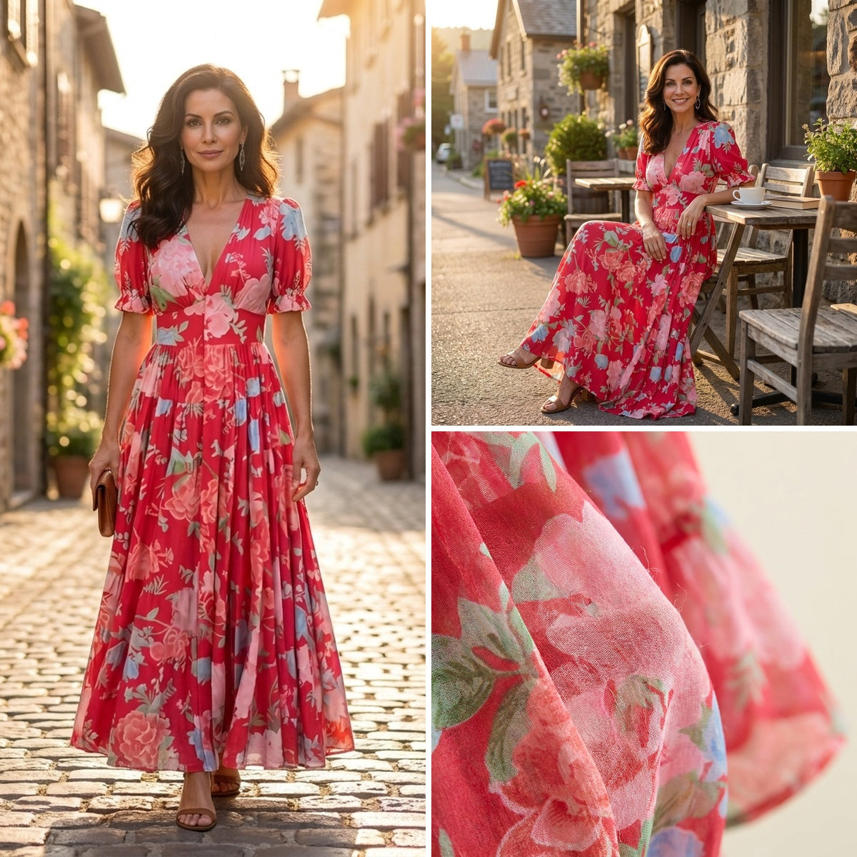 Minelda | Floral V-Neck Dress