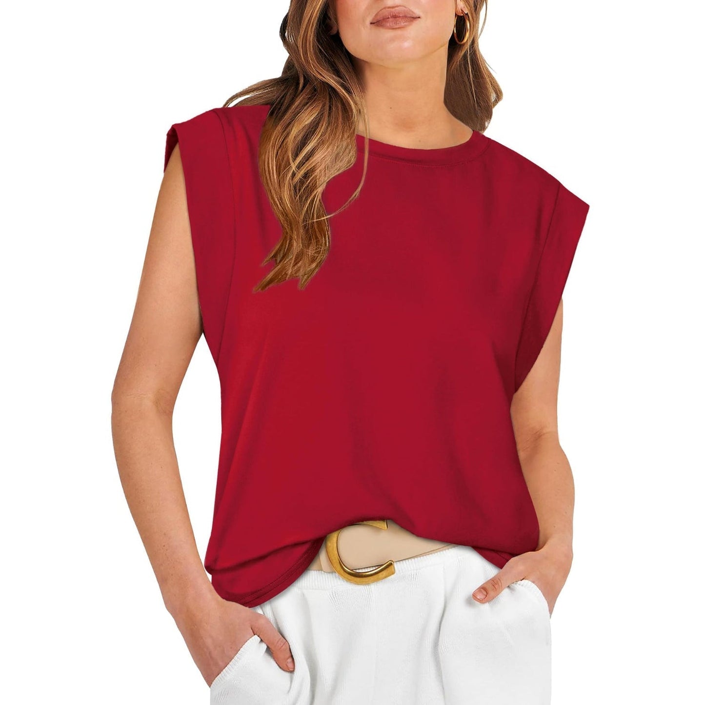 Linda |  Comfy Loose Fit Crew Neck Summer Top
