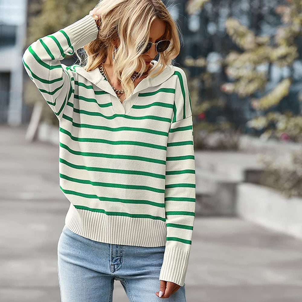 Mary | Casual Basic Long Sleeve V-Neck Top