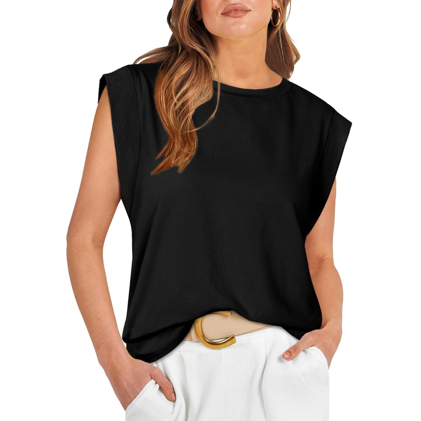 Linda |  Comfy Loose Fit Crew Neck Summer Top