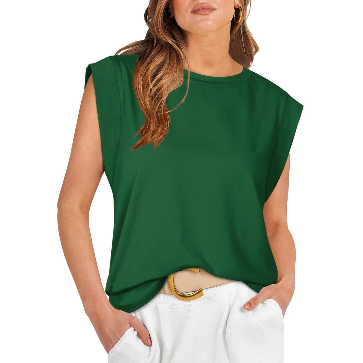 Linda |  Comfy Loose Fit Crew Neck Summer Top
