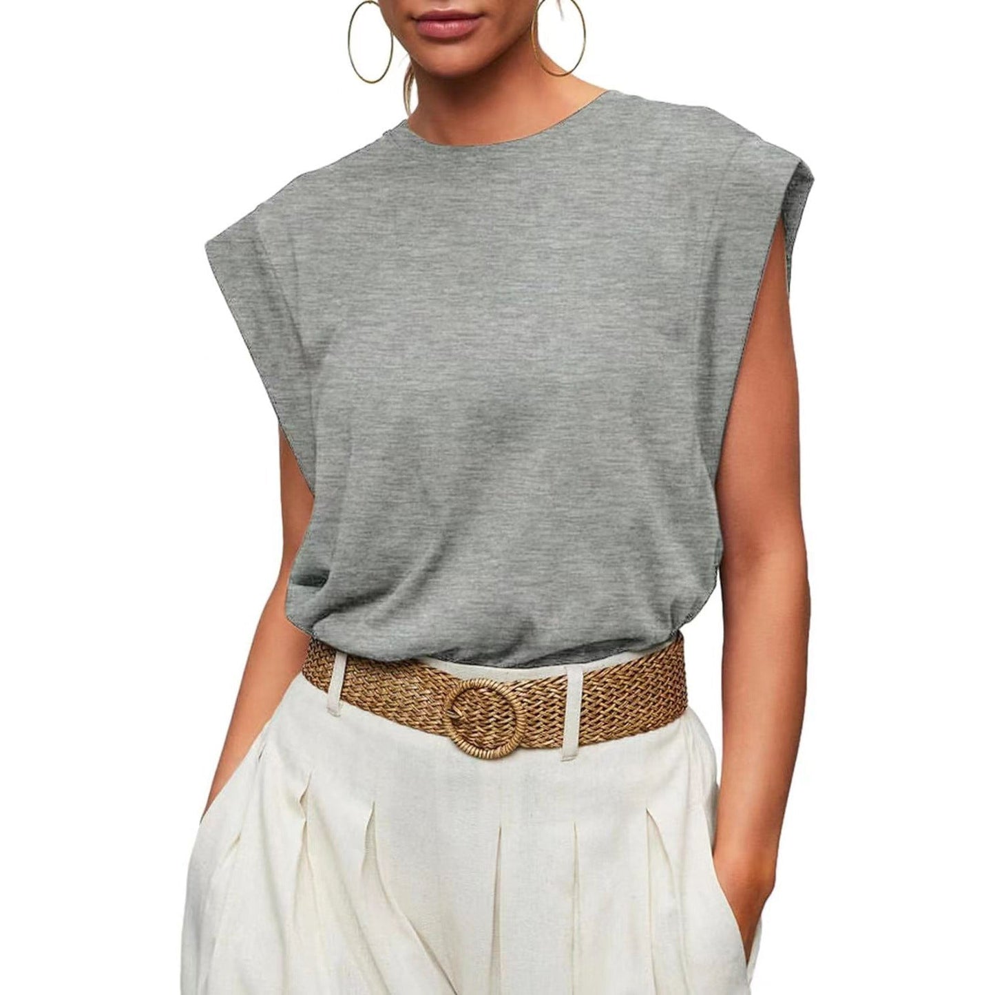 Linda |  Comfy Loose Fit Crew Neck Summer Top
