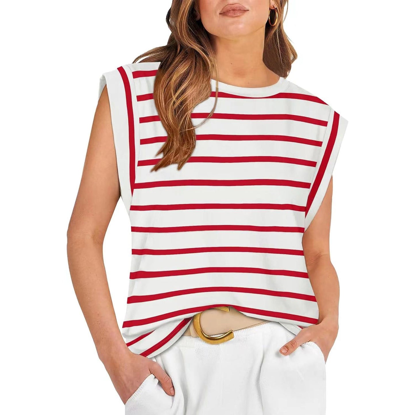 Linda |  Comfy Loose Fit Crew Neck Summer Top