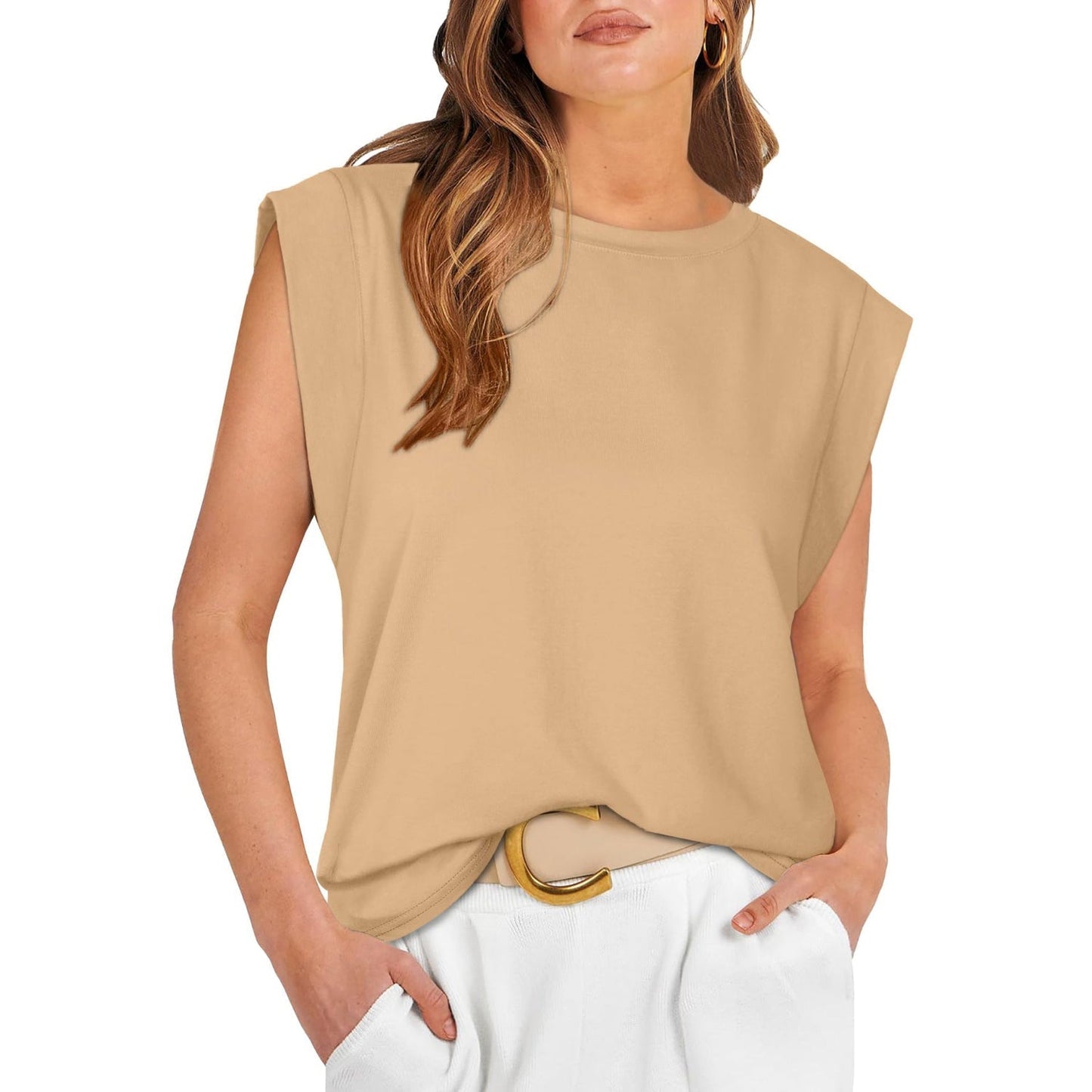 Linda |  Comfy Loose Fit Crew Neck Summer Top