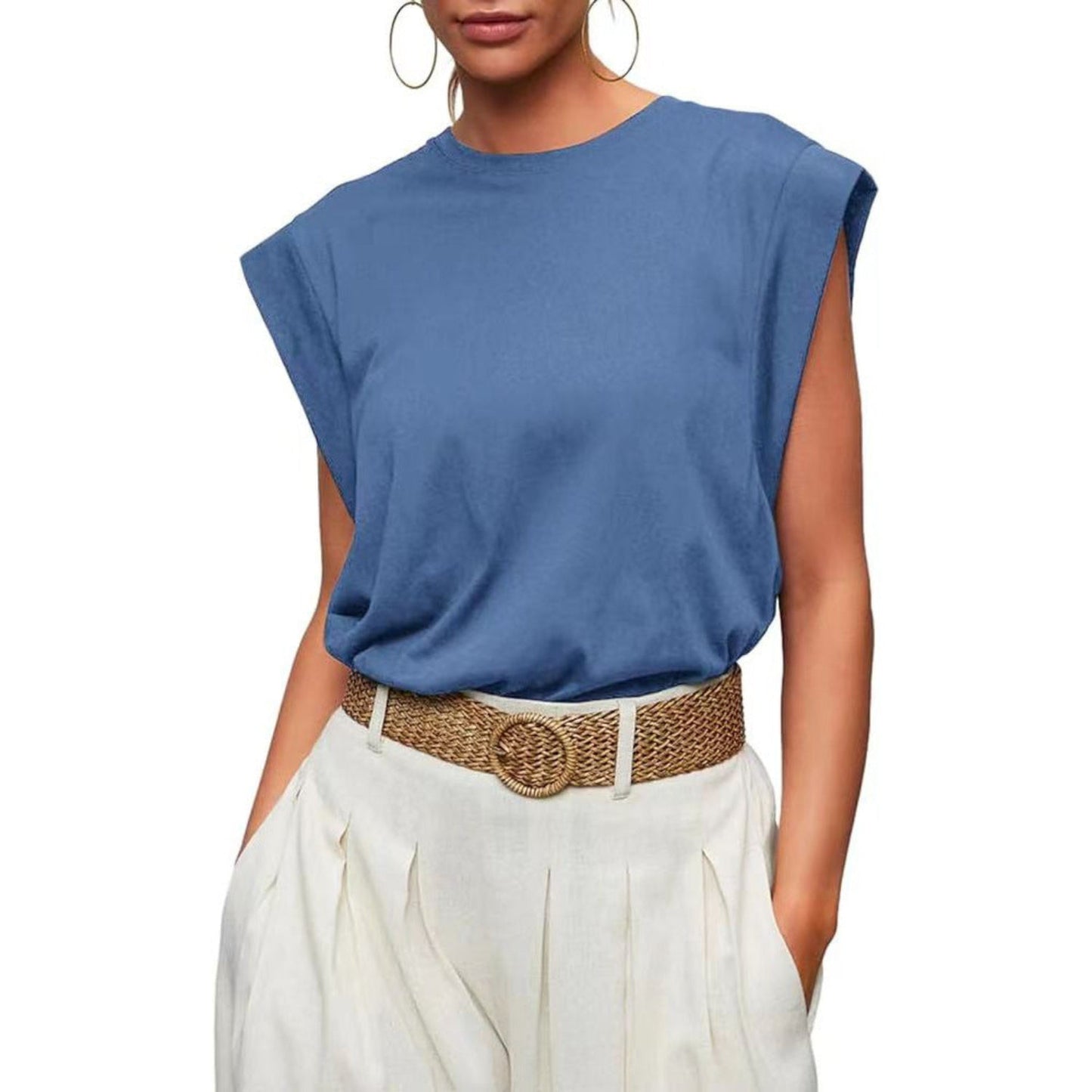 Linda |  Comfy Loose Fit Crew Neck Summer Top