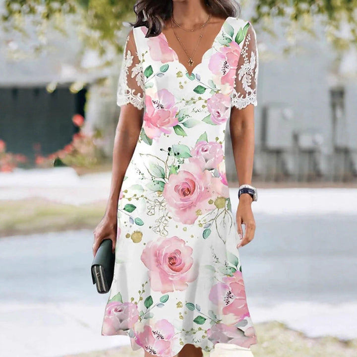 Eloise | Lace Sleeve Floral Midi Dress