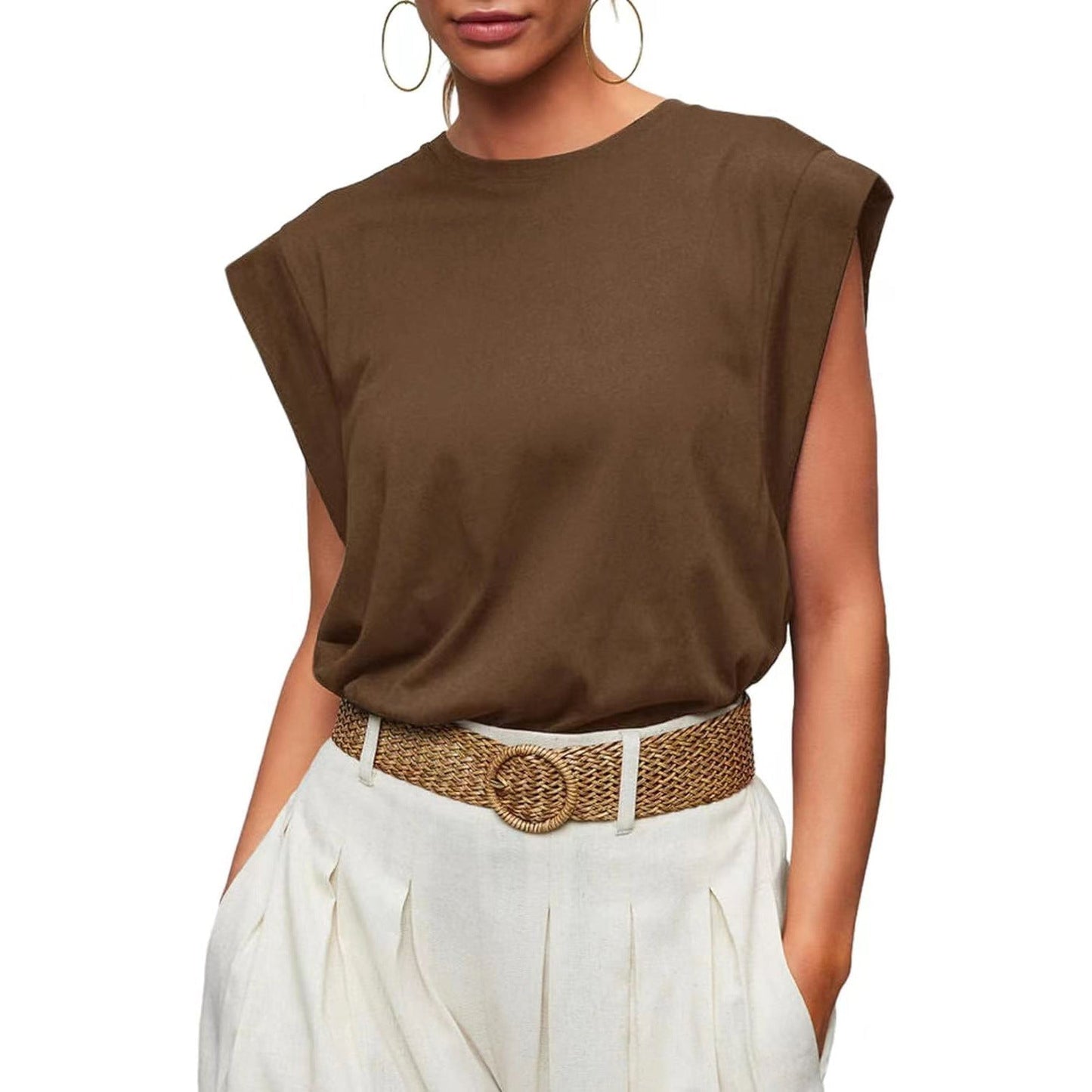 Linda |  Comfy Loose Fit Crew Neck Summer Top