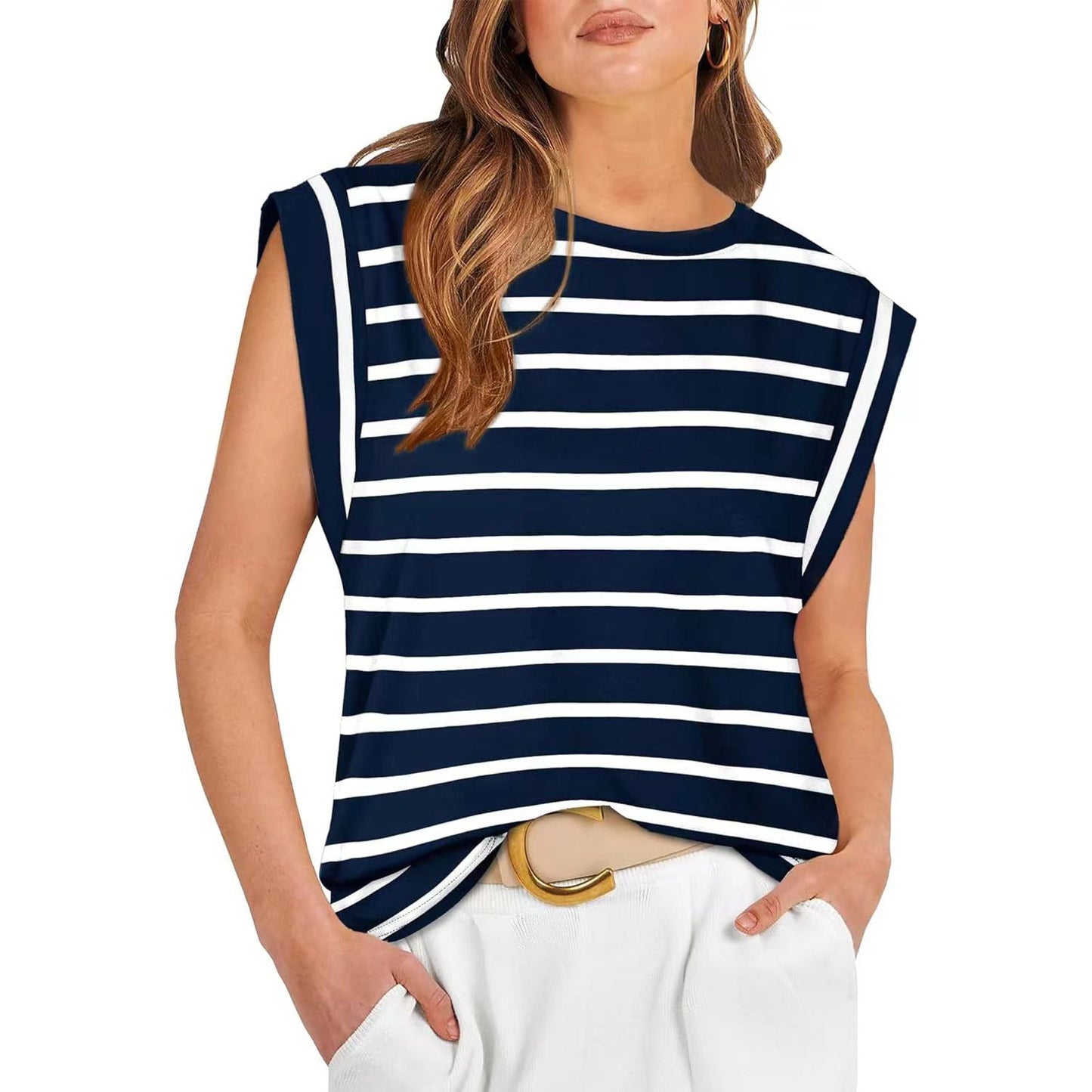 Linda |  Comfy Loose Fit Crew Neck Summer Top