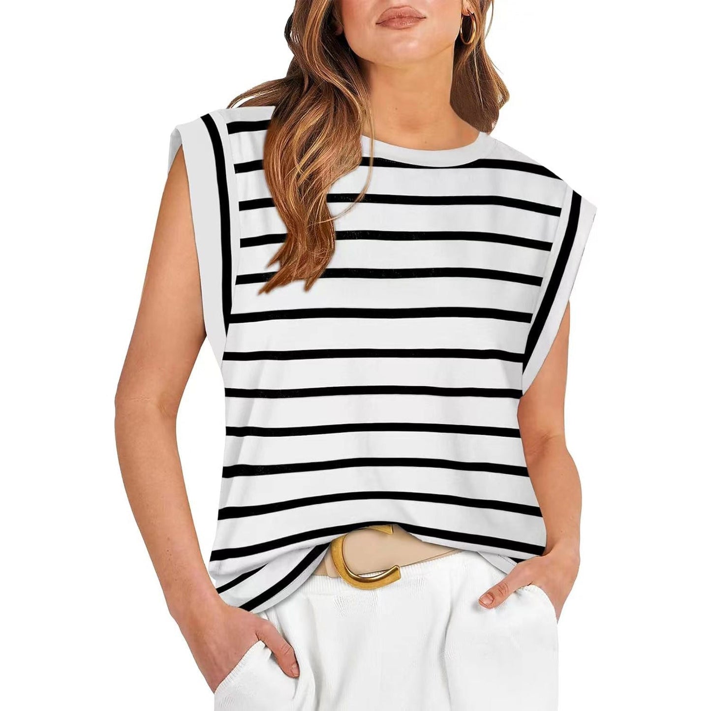 Linda |  Comfy Loose Fit Crew Neck Summer Top