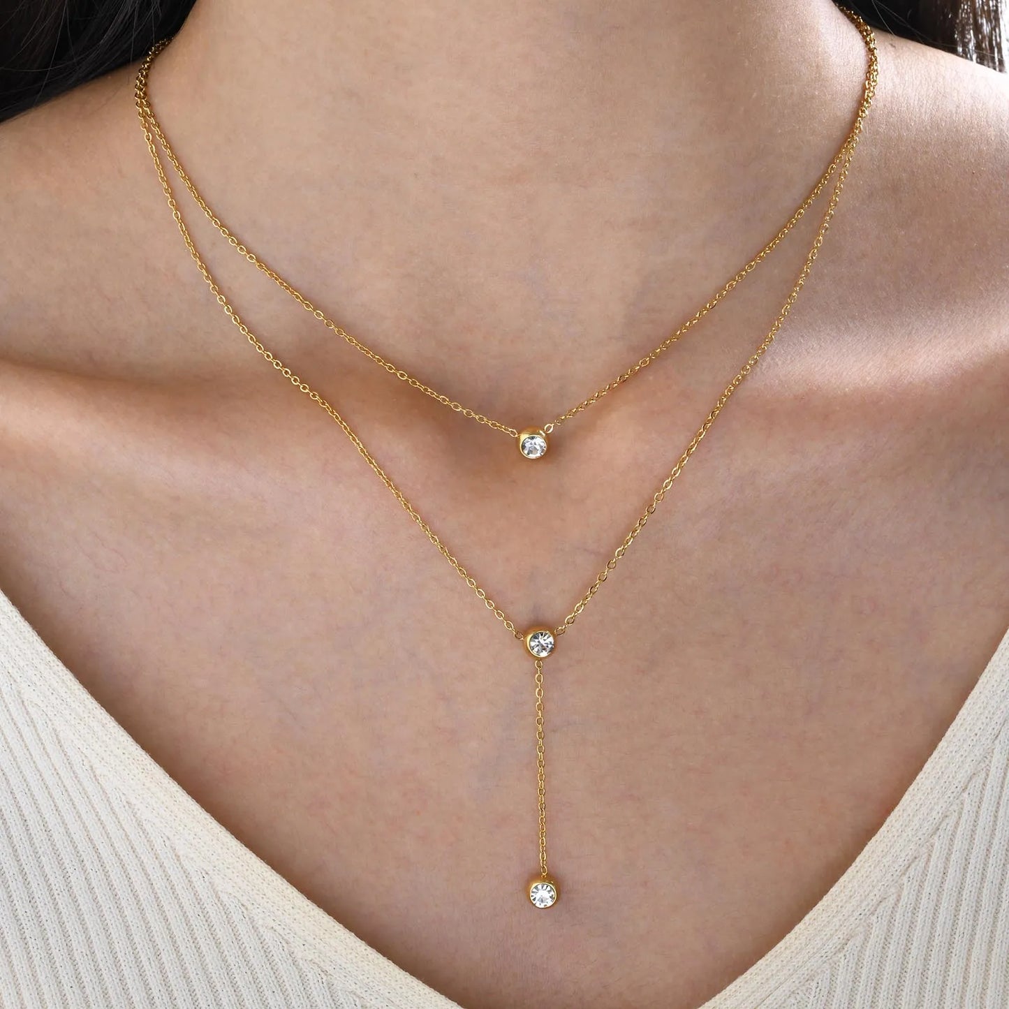 Etoile | Crystal Drop Layered Necklace