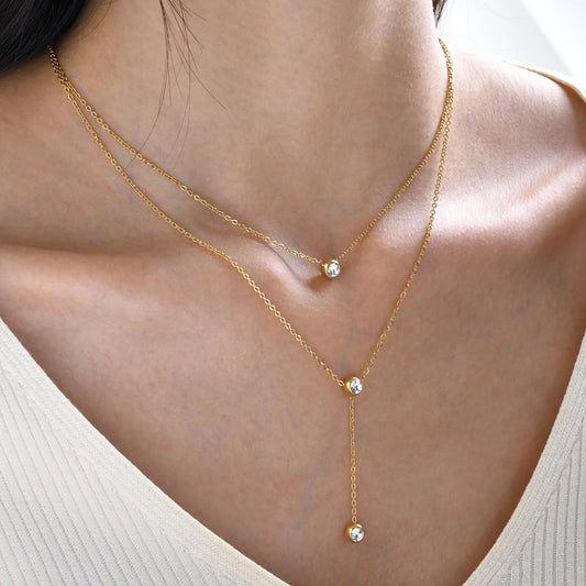 Etoile | Crystal Drop Layered Necklace