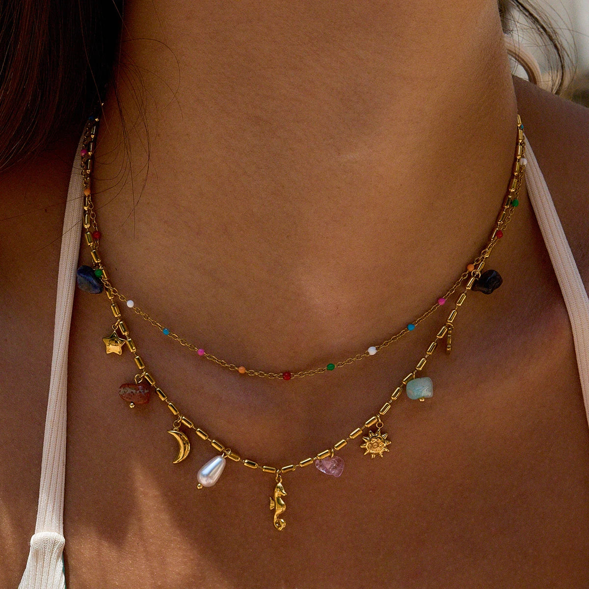 Soleil | Layered Natural Stone Necklace