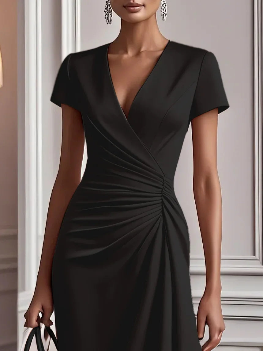 Chloe | Ruched Wrap Midi Dress