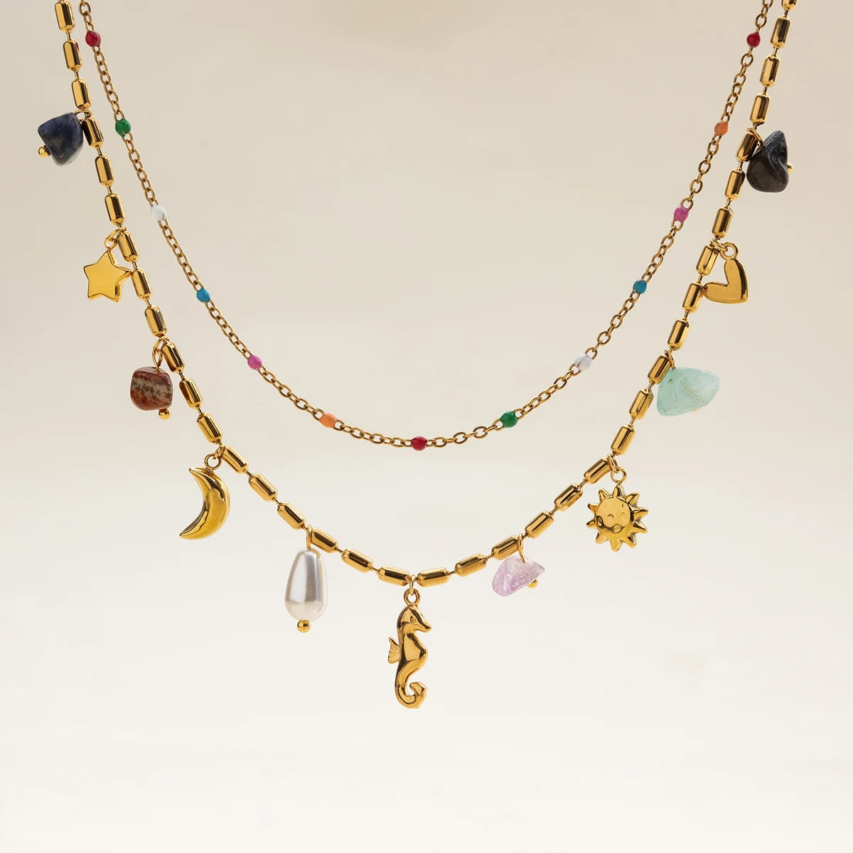 Soleil | Layered Natural Stone Necklace
