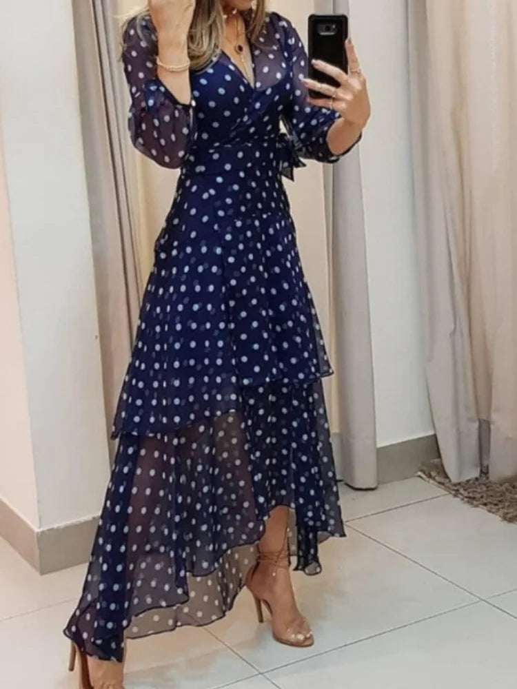 Gabrielle | Polka Dot Chiffon Maxi Dress