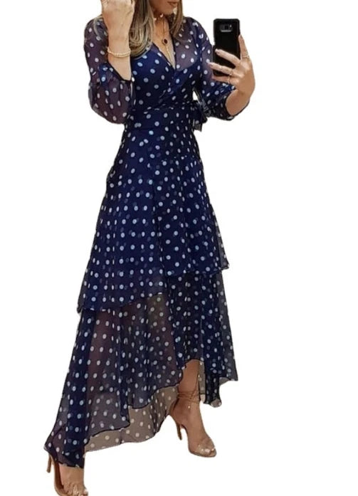 Gabrielle | Polka Dot Chiffon Maxi Dress