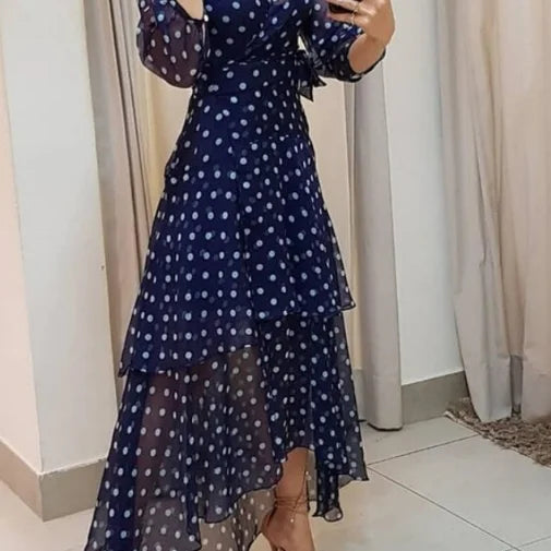 Gabrielle | Polka Dot Chiffon Maxi Dress