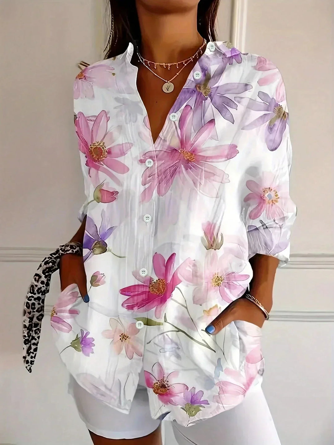 Shelly | Elegant Long Sleeve With Colorful Pattern Shirt