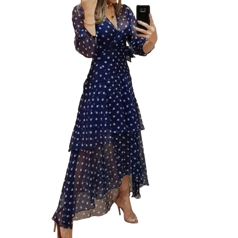 Gabrielle | Polka Dot Chiffon Maxi Dress