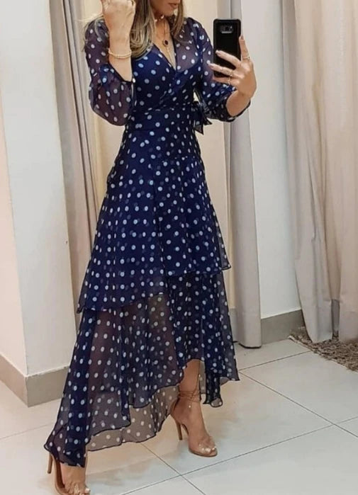 Gabrielle | Polka Dot Chiffon Maxi Dress