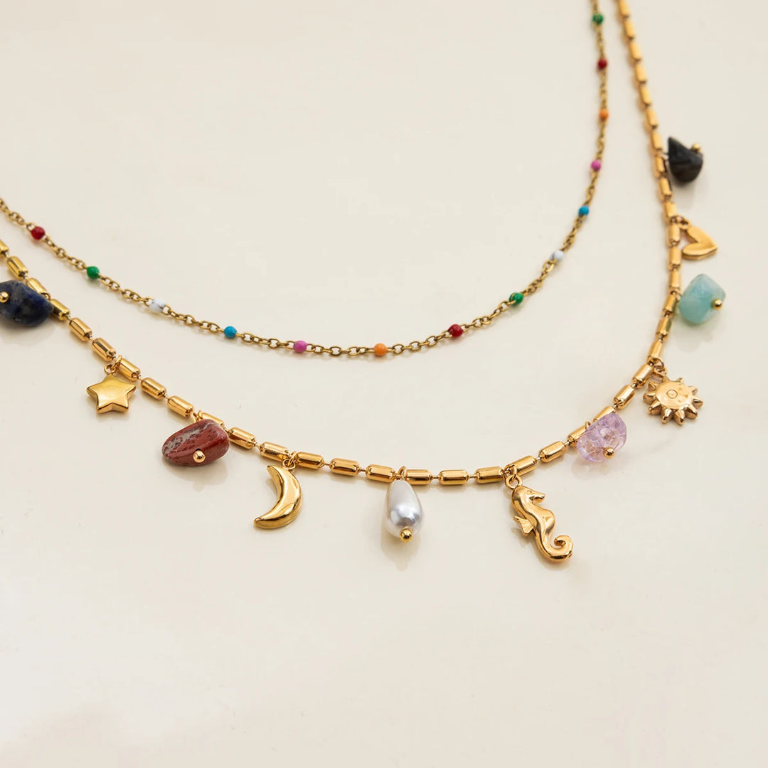 Soleil | Layered Natural Stone Necklace